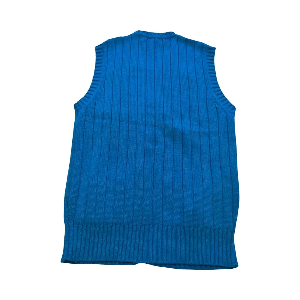 Vintage E.V. Ltd Blue Cable Knit Cardigan Vest‎ Womens Large V-Neck Button Front